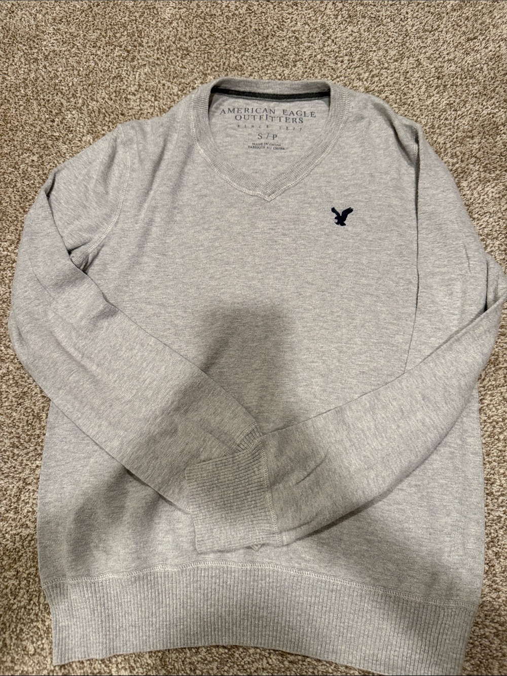 American Eagle Outfitters Light Gray V-Neck Pullover